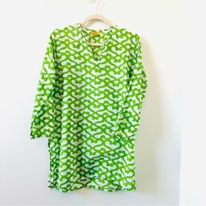 Roberta Roller Rabbit green and white tunic 100% cotton